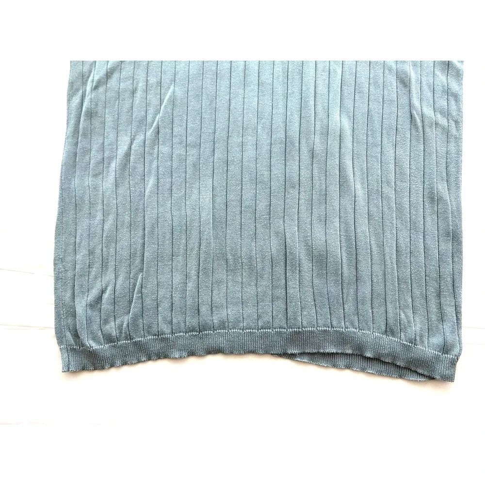 Kevo Sweater‎ Mens Large Blue 2-Ply 100% Silk Ribbed V Neck Pullover Lightweight - Picture 5 of 16